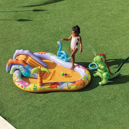 Intex Opblaasbaar speelzwembad - Dino Park - met glijbaan - 201x157x69cm