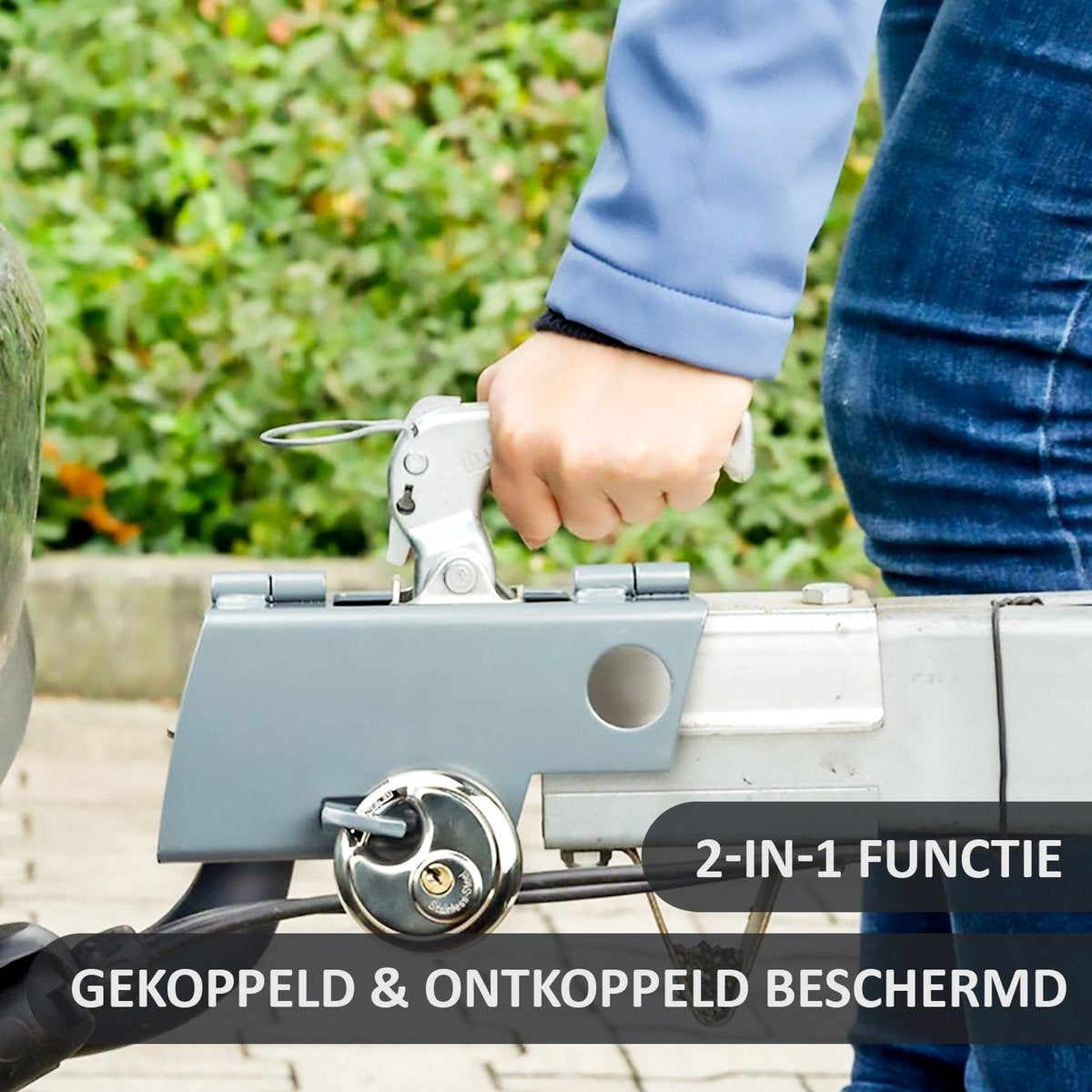 Stilemo Aanhangerslot - Disselslot Incl. Slot en Beschermkap - Roestvrij Staal - Tegen diefstal voor Trailer / Caravan / Aanhangwagen / Aanhanger - Zwart