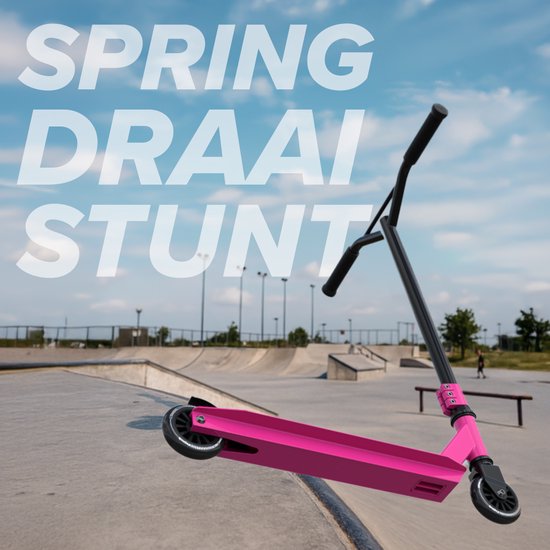 LifeGoods Stuntstep Fly X - 6+ Jaar - Step voor Kinderen - Jongens/Meisjes - 100mm - 100KG - Zwart/Roze