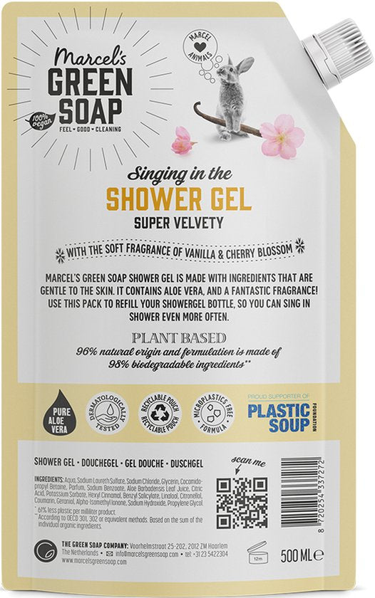 Marcel's Green Soap Douchegel Navulling - Vanille & Kersenbloesem - 6 x 500ml