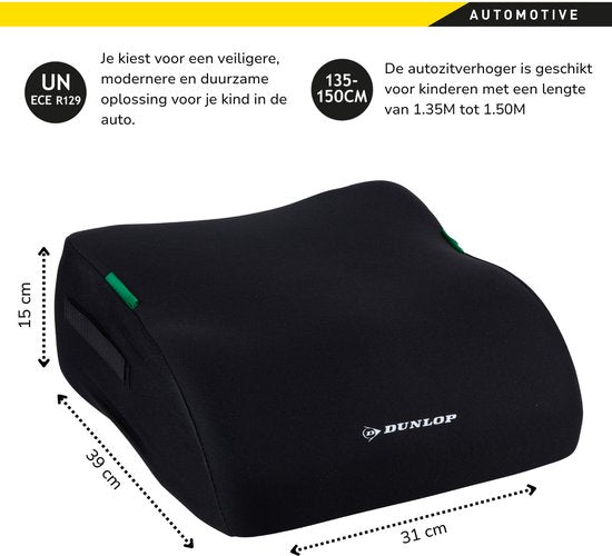 Dunlop Kinderzitje Zwart - Stoelverhoger - Autozitje - Auto Zitverhoger - Kinderen - Autostoeltje - Stoelverhoger voor auto