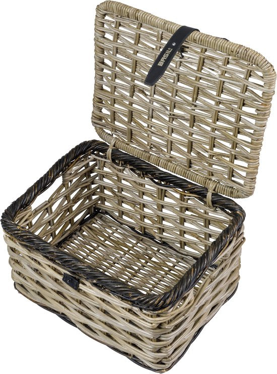 Fietsmand Basil Dijon L met deksel 36 x 49 x 30 cm - grijs/zwart