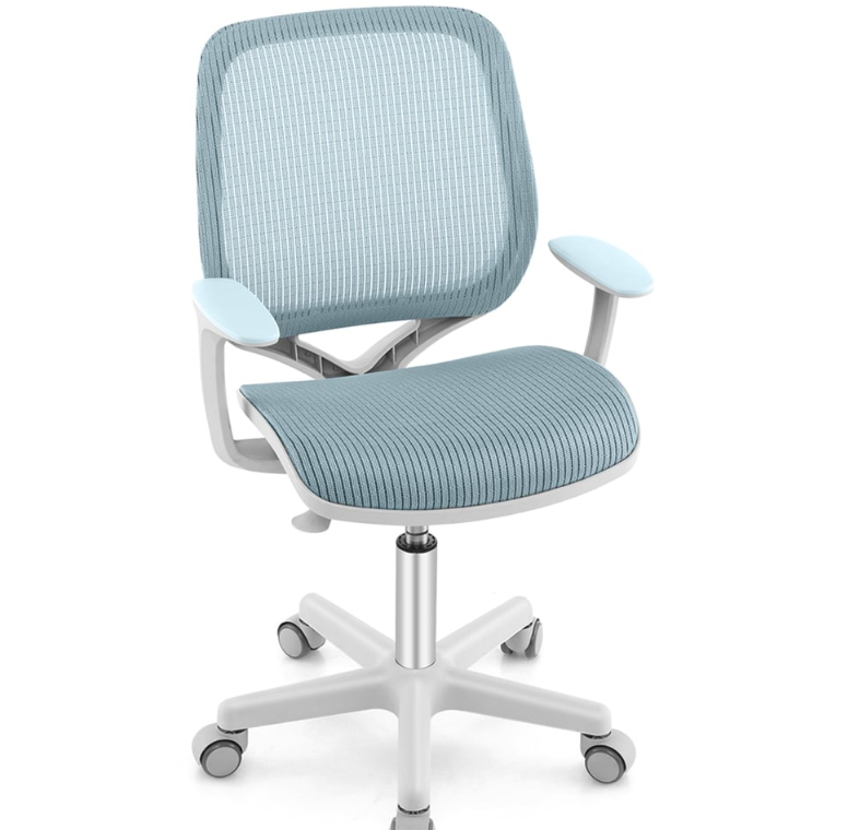 costway bureaustoel voor kinderen - wit/blauw