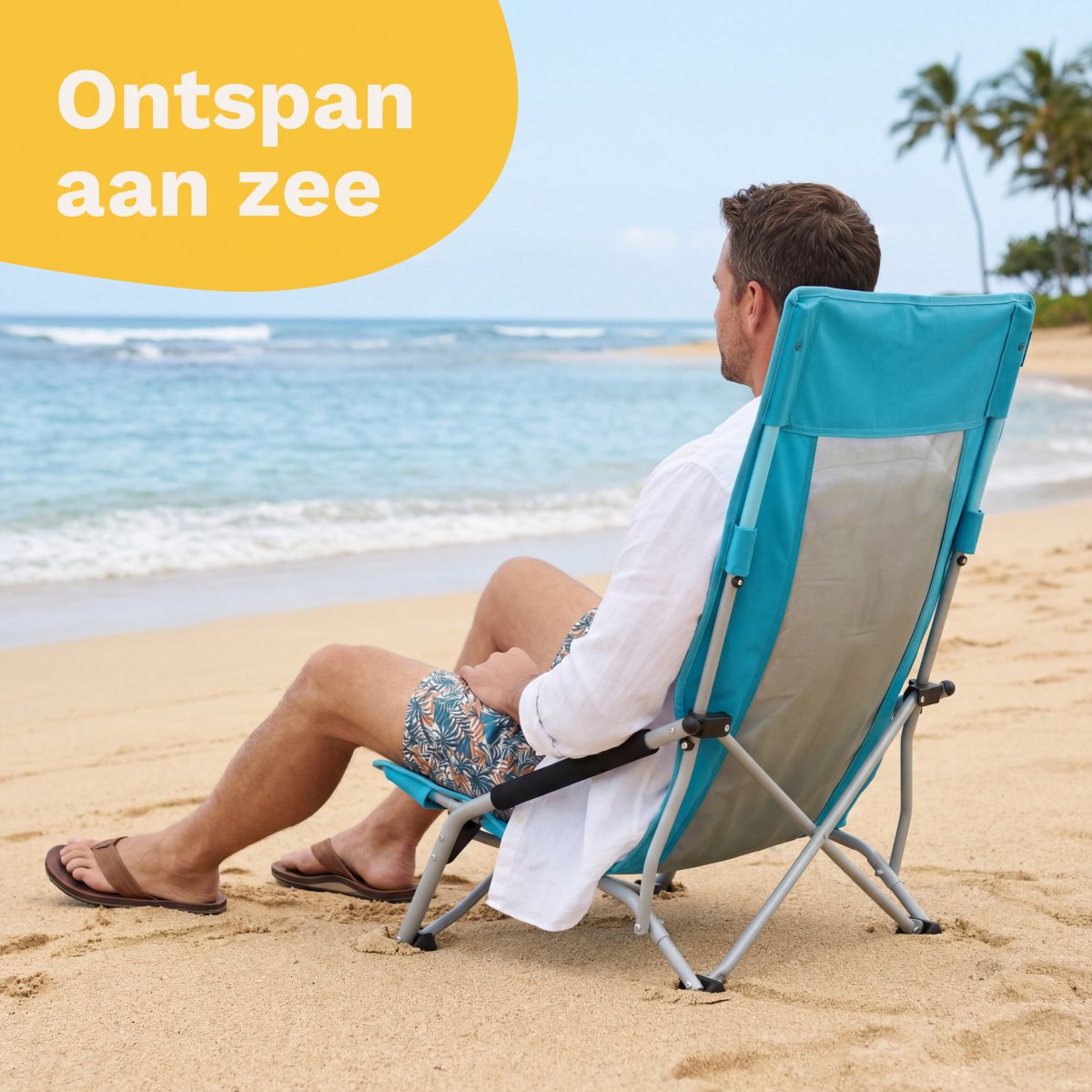 TRVLMORE Strandstoelen Set van 2 - Inklapbaar - 130KG Draagkracht - Met Bekerhouder en Draagtas - Hoge Rugleuning - Blauw