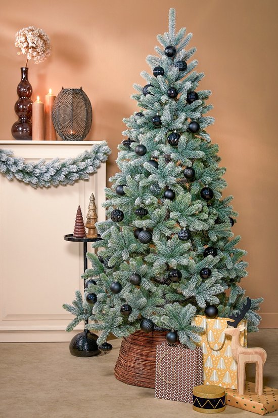 Black Box Trees Nagoya Kerstboom Frosted met Scharnierconstructie - Kunstboom met Volle Uitstraling en 738 Takken - Kerstversiering voor Binnen - H150 x Ø91 cm - Groen