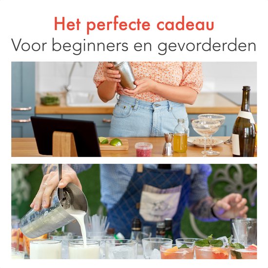 KitchenBrothers Cocktail Set - 25 delig - Inclusief Cocktail Shaker (750ml) - Compleet voor Cocktailbar - Donkerbruin/Bamboe - Cocktailset - BPA-Vrij - Met Receptenboekje - Cadeauverpakking