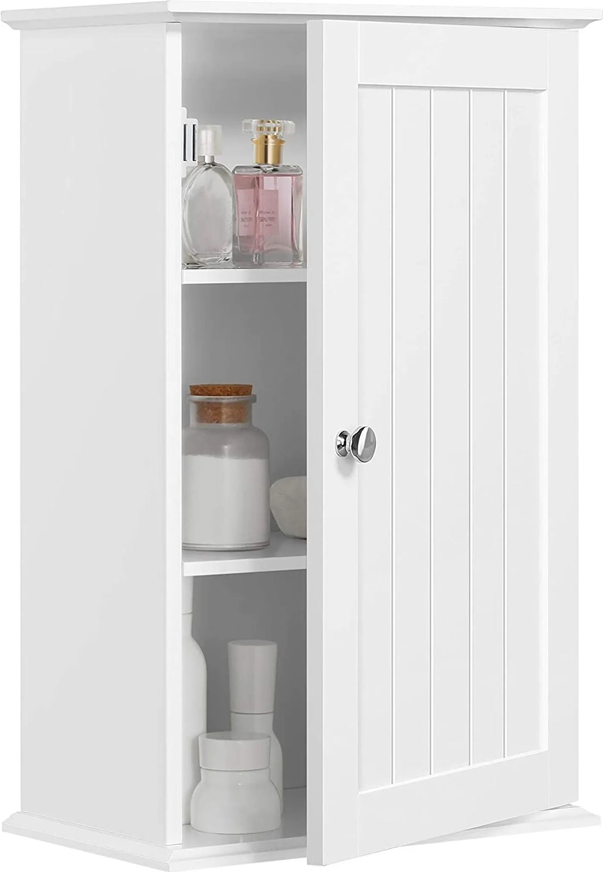 Yaheetech Badkamerkast Wandkast – 35 x 21 x 55 cm – Voorzien Van Twee Verstelbare Planken En Waterafstotende Coating En E1 MDF Constructie – Voor Badkamer En Keuken – Wit Hout
