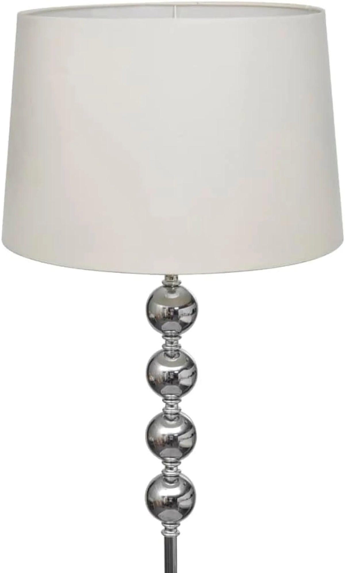 VidaXL Vloerlamp met 4 Bollen - Witte Ronde Lampenkap Ø 38 cm - Chroom met Voetschakelaar - E27