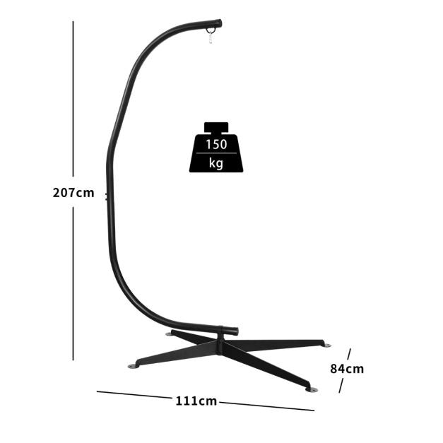 Coast C-vormige Hangstoel Standaard - 207cm - 150kg Gewichtscapaciteit - Zwart