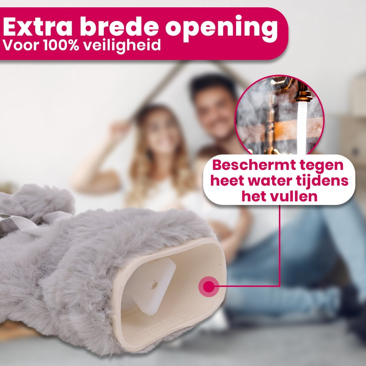 Aerend warmtekussen - Extra Lange kruik met hoes – Warmwaterkruik met Fleece Hoes – 2,5 Liter – Verlicht Nek, Schouder & Buikpijn – Grijs