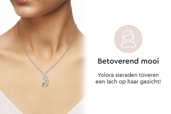 Yolora Dames Ketting met Kalpa Camaka Kristal Hanger - Zilver kleurig - 18K Witgoud Verguld - Cadeauverpakking - Moederdag Cadeautje