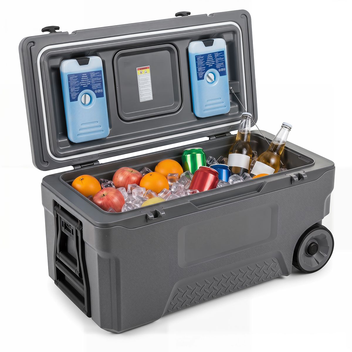 Coast Koelbox op wielen - met handgreep en afvoerstop - maat L 70 liter - grijs