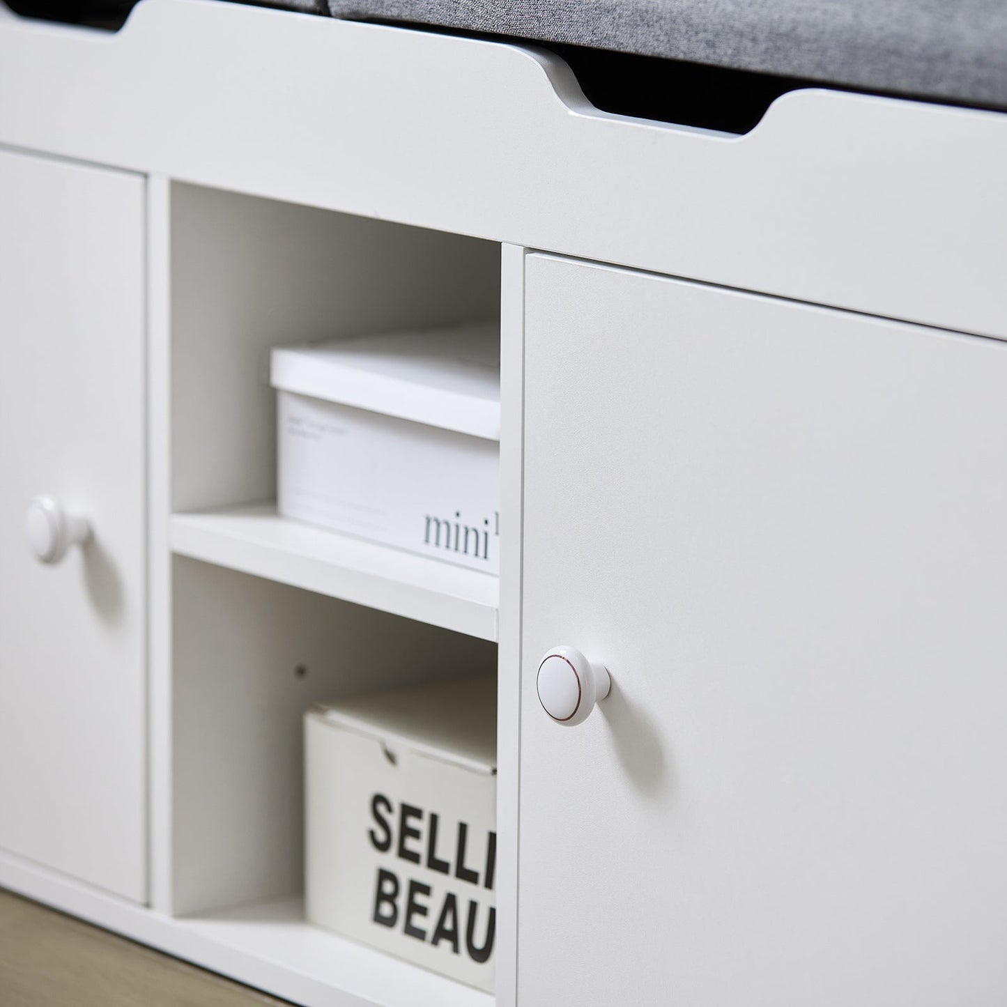 SoBuy Schoenenbank met 2 Kasten - Max. 150 kg - 100 x 34 x 48 cm - Wit/ Grijs