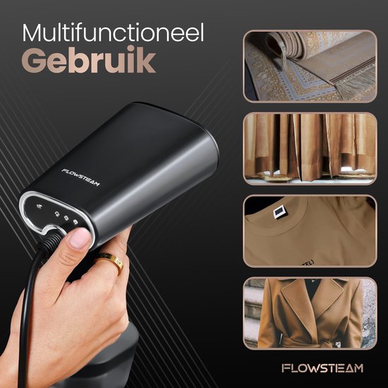 FLOWSTEAM® Luxe Kledingstomer - Handstomer & Reisstomer - Stoomapparaat Kleding - 25 Min Stomen - Matte Gray Edition