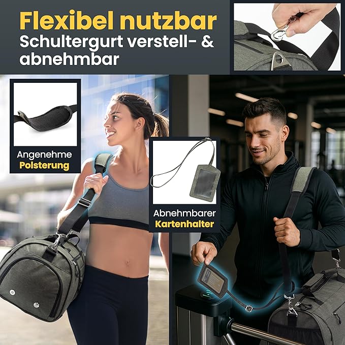 Heldenwerk Sporttas met schoenenvak en natte vak – trainingstas voor dames en heren - 48x26x25 cm - 30L - Groen
