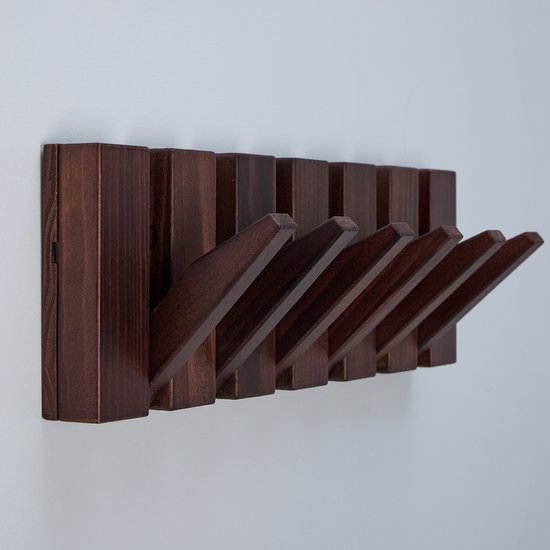 Urban State Piano kapstok - donker hout - wandkapstok - 6 haken - kapstok hangend - walnoot finish