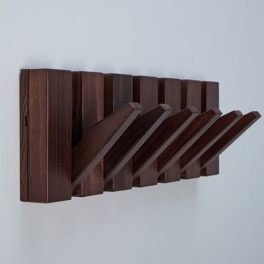 Urban State Piano kapstok - donker hout - wandkapstok - 6 haken - kapstok hangend - walnoot finish
