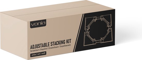Vonia Tussenstuk wasmachine droger - Stapelkit wasmachine droger - Universeel - Verstelbaar - Wit