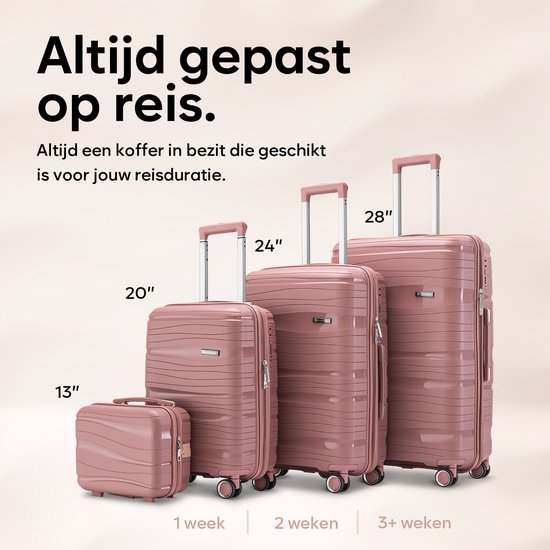 SC Travelin' Charm - 28-inch Grote Reiskoffer - Cijferslot - 75 x 51 x 31 cm - 98L - Lichtgewicht, Waterdicht & Duurzaam - Roze