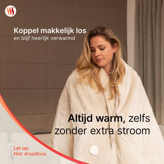 Seranova Elektrische Deken - Extra Warmtedraden - Premium Model - 160x120 cm - 1 persoons Warmtedeken - Dubbelzijdig Fleece Sherpa - Crème beige