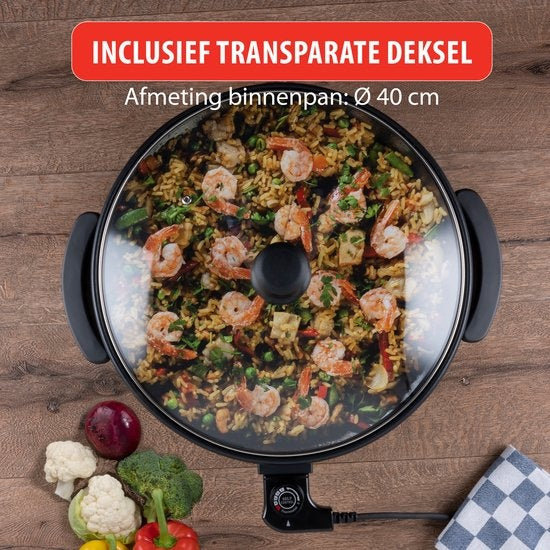 alpina Elektrische Hapjespan - Partypan - Anti-aanbak - 1500 Watt - Temperatuurregelaar - Ø 40 cm