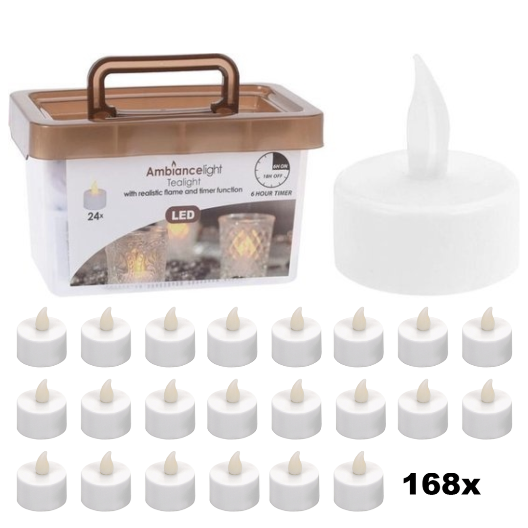 Theelichtjes LED - Box met 168 stuks INCLUSIEF batterij EN Timer