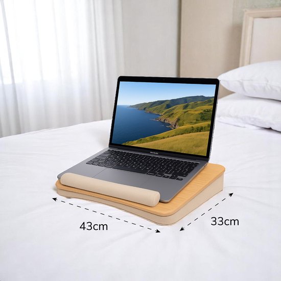 Laptop kussen - Schoot tafel - Verstelbaar - Standaard voor Thuiswerken - Bedtafel - Laptray en Tabletstandaard - Bamboe