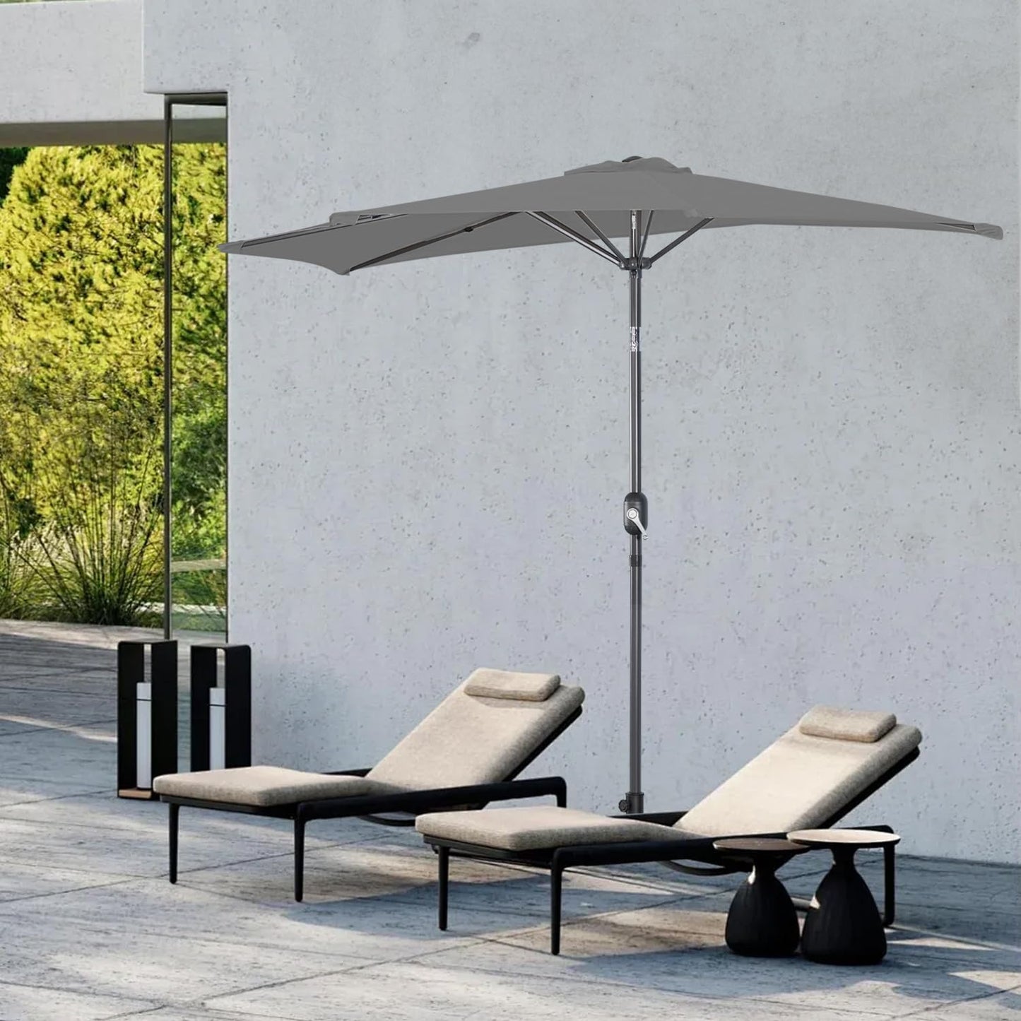 Angel Living Balkonparasol - Halfrond - 265 x 130 cm - Grijs