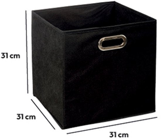 5Five Opbergmand/kastmand - zwart - linnen - 14 liter - 31 x 31 x 15 cm - Opbergbox - Vakkenkast manden