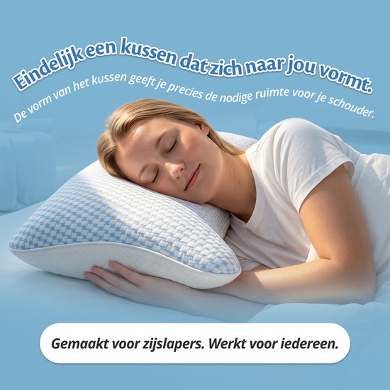 Ella Moon Hoofdkussen Memory Foam - Kussen 50x70 CM - Afstelbaar Traagschuim Nekkussen voor Zij- en Rugslapers - Ergonomisch en Orthopedisch: Vermindert Nekklachten