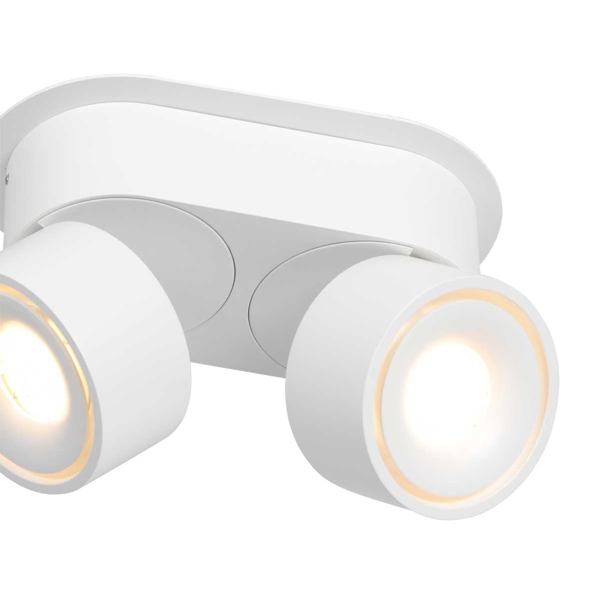 Witte 2-lamps spot Fez 2674W dimbaar draaibaar en kantelbaar kunststof/metaal Modern Mexlite