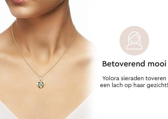 Yolora Dames Ketting met Hanger Hartje - Kalpa Camaka Kristal - Goudkleurig - 18K Geelgoud Verguld - Vrouwen Collier Goud - Sieraden - Halsketting - Luxe Giftbox - Cadeau doos - Geschenkdoos - Mooie Cadeauverpakking - Exclusieve Geschenkverpakking