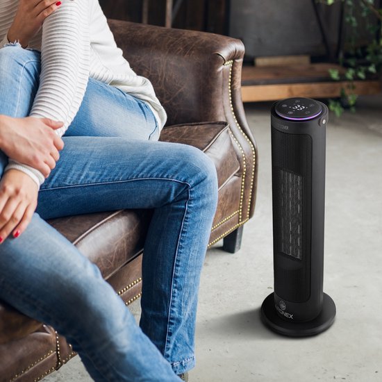 Elektrische Kachel 2000 Watt van Aironex - Keramische Zwarte Kachelventilator - Kachel Electrisch - Verwarming Elektrisch - Heater - Ventilatorkachel met afstandsbediening en timerfunctie
