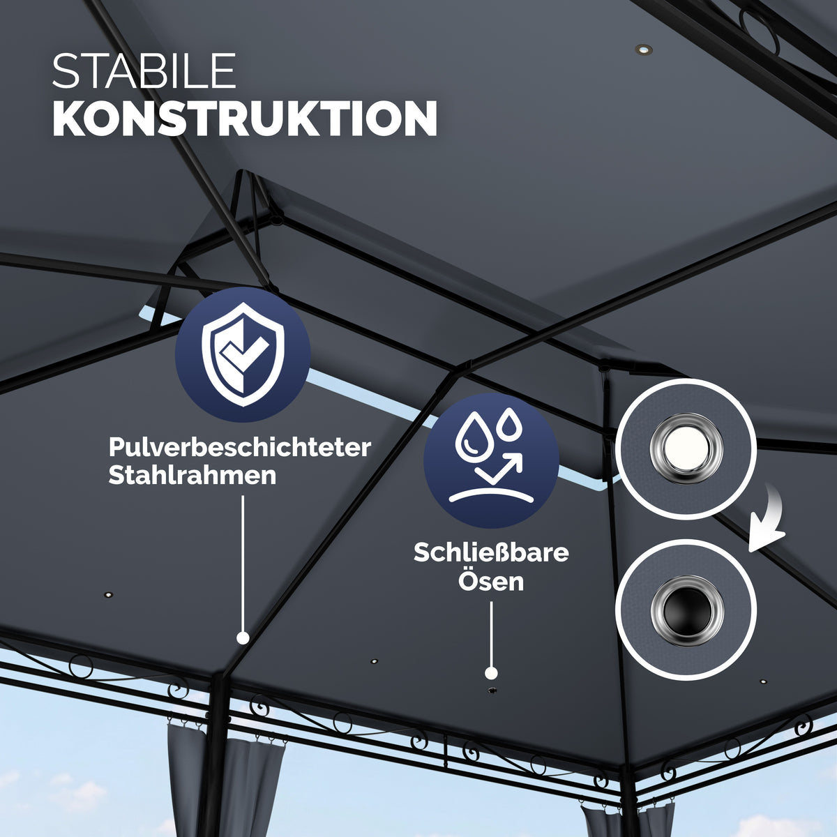 Casaria Topas Paviljoen 3 x 4 m - Met Zijwanden en Ventilatiedak - UV-bescherming 50+ - Stalen Frame - Antraciet