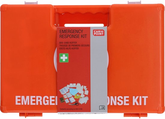 Carpoint EHBO koffer 166-delig - DIN13169 – Voor Bedrijf Hulpverleners – 2 compartimenten & kleinere compartimenten - 33x25x13cm