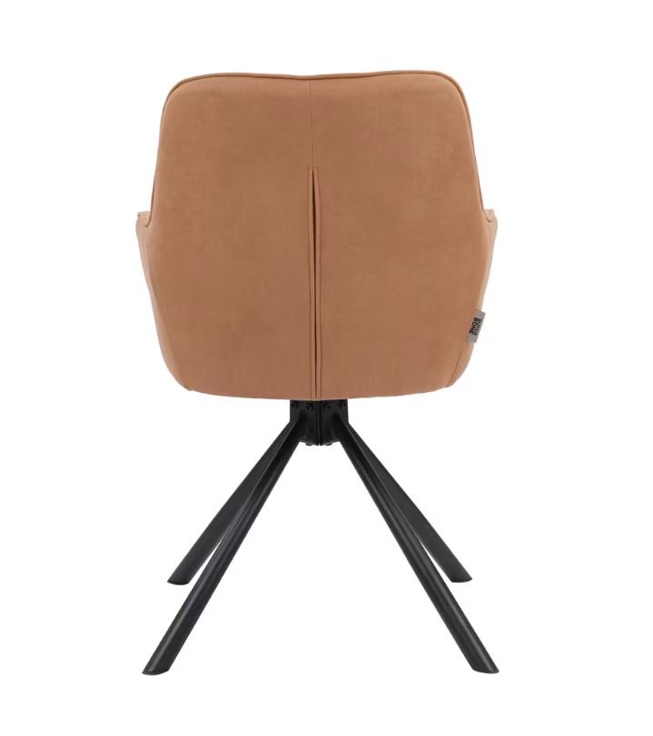 Dutchbone – Eetkamerstoel Draaibaar – Set Van 2 Stuks & Vintage Design – Voorzien Van Comfortabele Armleuningen En Metalen Frame – Voor Eethoek En Kantoor – Cognac Pu-leer