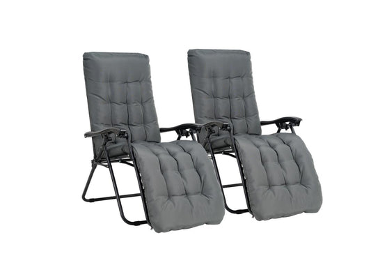 Lifa Garden Premium Ligstoel - Met Kussen - Antraciet - 2 Stuks