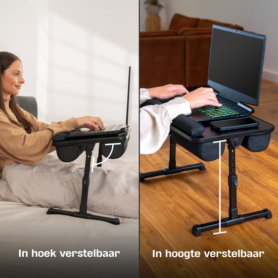 CozySense® Verstelbare Laptoptafel - Bedtafel - Banktafel - Laptopkussen - Schootkussen & Laptray - Schoottafel voor Laptop - Verstelbare Poten