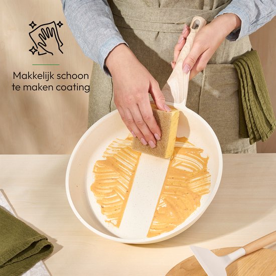 Just Perfecto 15 Delige Pannenset Inductie - Beige Pannenset Met Deksel Voor Gas en Inductie - PFAS vrij - Koudgrepen