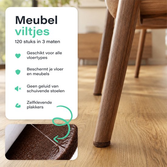 Viltjes Stoelpoten Zelfklevend - 133 stuks - Stoelpoot beschermers - Vilt - Vloer beschermer - Meubel Glijders - Stoel - Poten - Bescherming - Plak