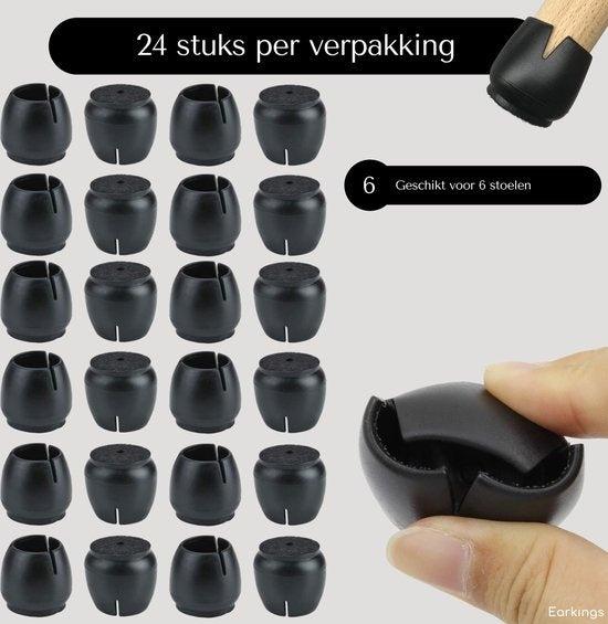 Stoelpoot Beschermers Vloerbeschermer Ø12-16 mm - Stoelpoot Doppen Meubeldoppen 24 stuks - Ronde Stoeldoppen Vloerbeschermers Stoelen - Zwart