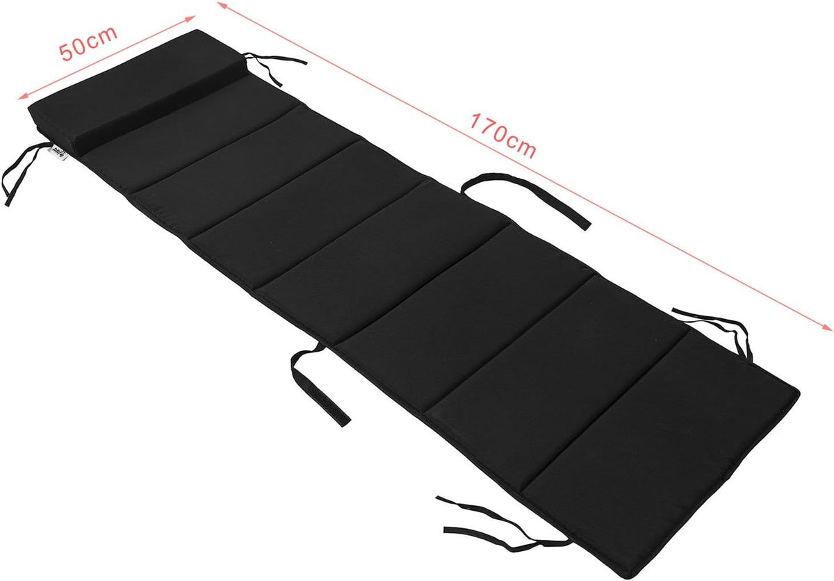 SoBuy OGS28-P02 Ligkussen voor Schommelstoel - Met Hoofdsteun - Wasbaar - 170 x 50 cm - Zwart