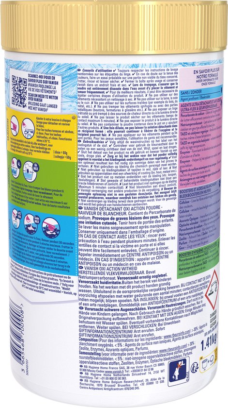 Vanish Oxi Action Whitening Booster - Vlek Verwijderaar - Witte Was -  1.41kg