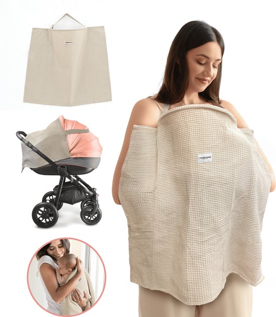 Vulpes Goods® BabyCare - Borstvoedingsdoek - Voedingsdoek - Afschermdoek - 100% OEKO- Tex, Ademend - Hydrofiele Voedingsdoek voor Comfortabel Borstvoeding Geven - Baby Cadeau - Kraamcadeau - Wafel