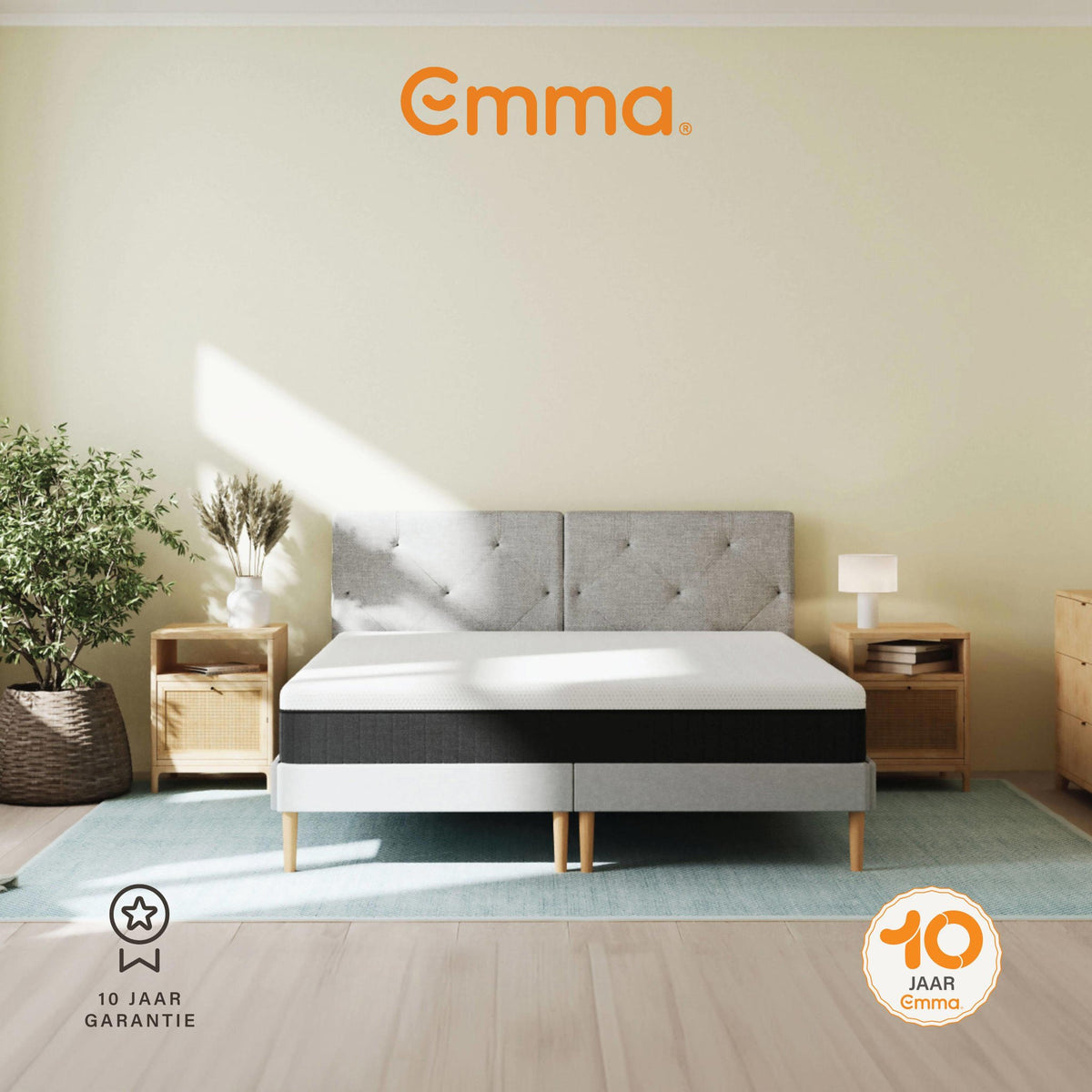 Emma Matras Lite - AeroFoam laag - 140x200 cm - Wit met Grijs