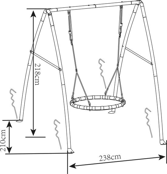 AXI Metalen Nestschommel in Antraciet/Créme - Vrijstaande Schommelset met frame en Nest Schommel Ø120cm - Schommelset voor kinderen