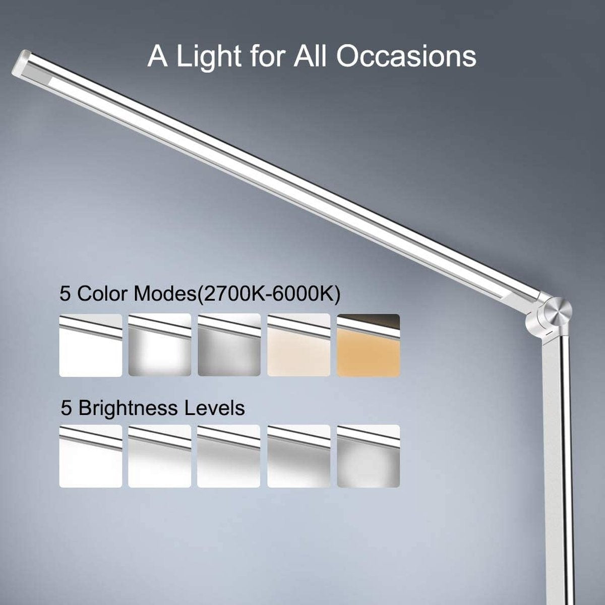 Fuegobird EK009 LED Bureaulamp – Bedrade – Draadloos Opladen Voor Telefoon – Dimbaar – Opvouwbaar – Smart Touch - Qi-Technologie – Wit