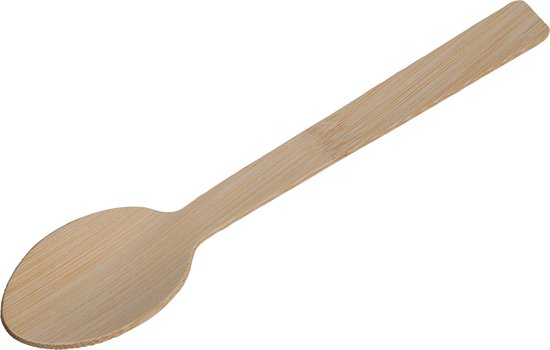 BBQ/verjaardag/camping wegwerp bestek - lepels - 18x - bamboe - 17 cm