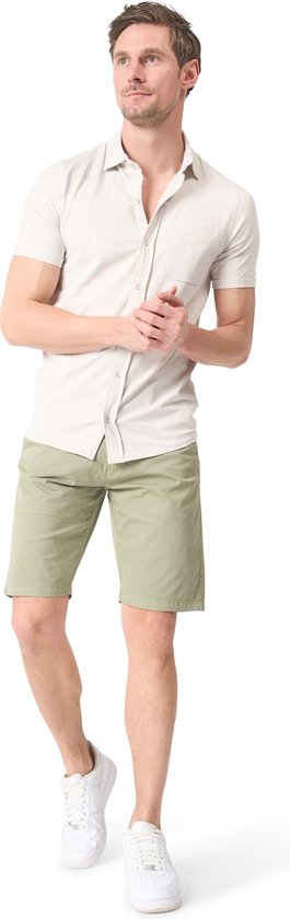 Mario Russo Korte Mouwen Overhemd - Overhemd heren - Polo Shirt Heren - t shirt heren - 3XL - Steen Grijs