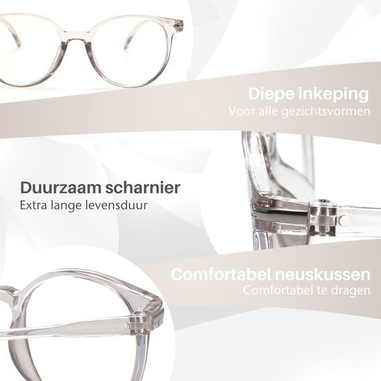 LC Eyewear Beeldschermbril - Blauw Licht Bril - Incl. Brillenkoker - Unisex - Transparant